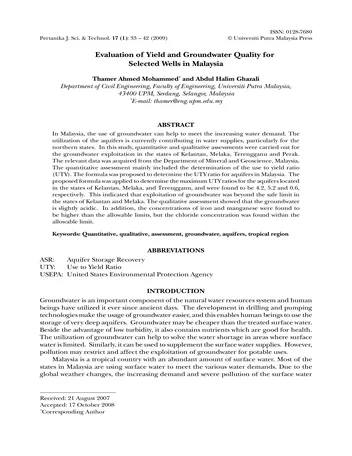 Más sobre Evaluación del Rendimiento y Calidad del Agua Subterránea para Pozos Seleccionados en Malasia