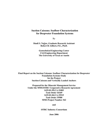 Más sobre Caracterización del Suelo del Fondo Marino para Sistemas de Cimentación en Aguas Profundas con Cajones de Succión