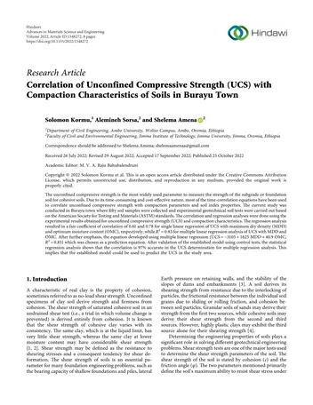 Más sobre Correlación de la Resistencia a la Compresión No Confinada (UCS) con las Características de Compactación de los Suelos en