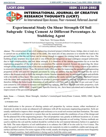 Más sobre Estudio Experimental sobre la Resistencia al Corte del Subrasante del Suelo Usando Cemento